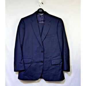 Jos. A. Bank Italy Sig Platinum Mens 2pc Navy Suit 44R 37x28 Pinstripe Wool